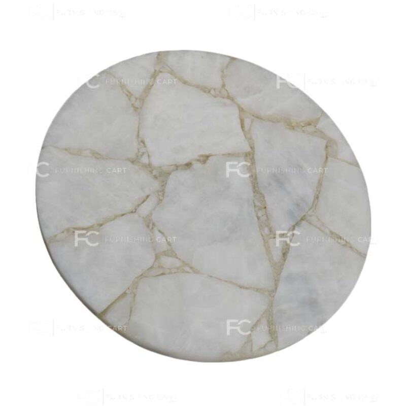 White Quartz Round Table – R114