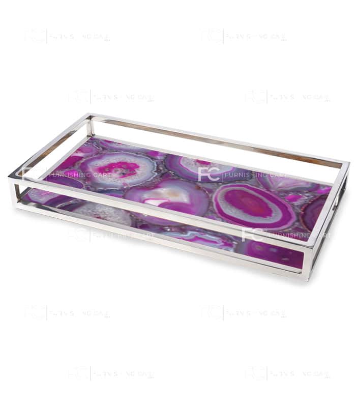 Pink Agate Serving Tray - S122