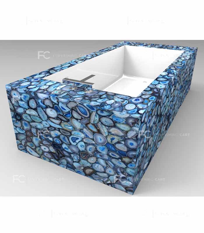 Blue Agate Bathtub BT105 Fascino Blue onyx quartz brazilian bathtub