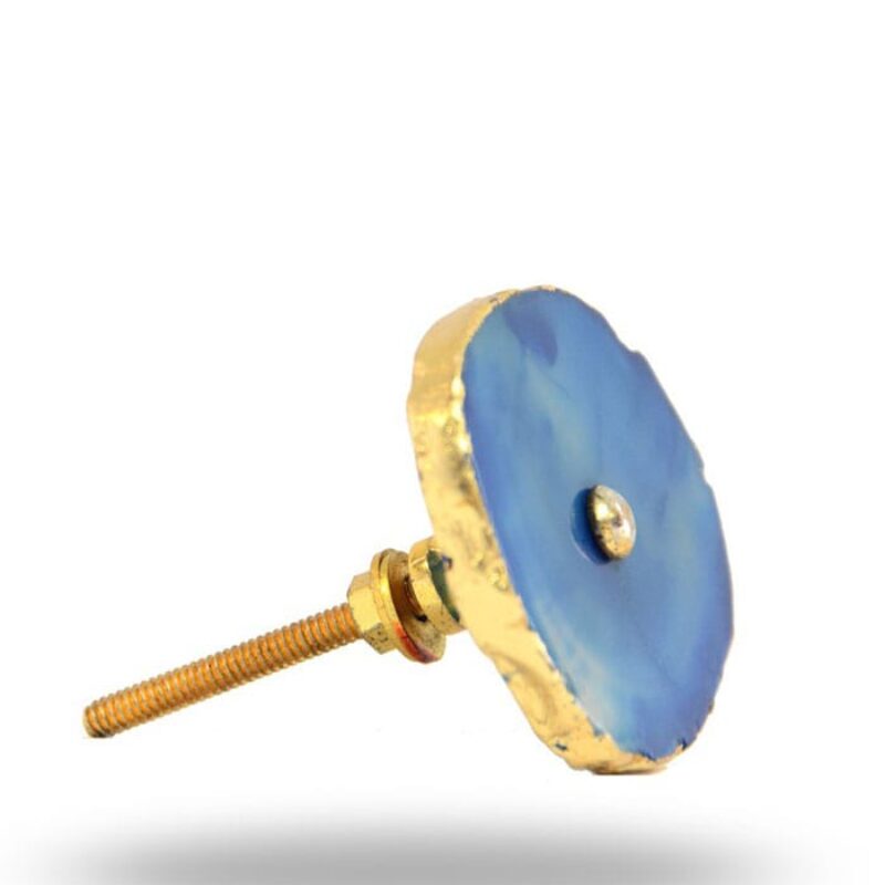 Blue Agate Golden Rim Knobs KB-114 – Set of 4