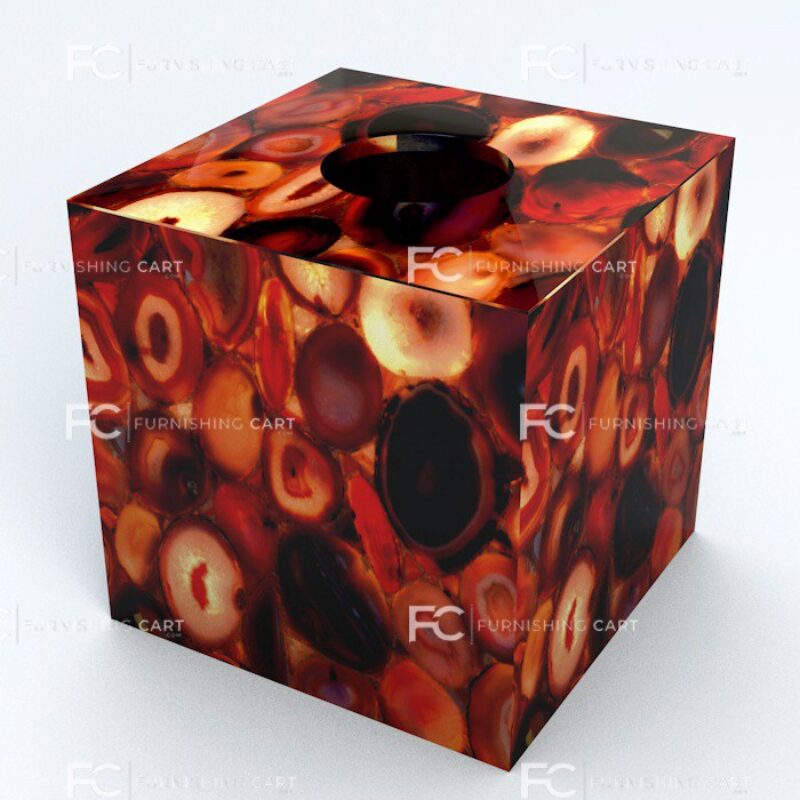 Red Onyx Agate Tissue Box
