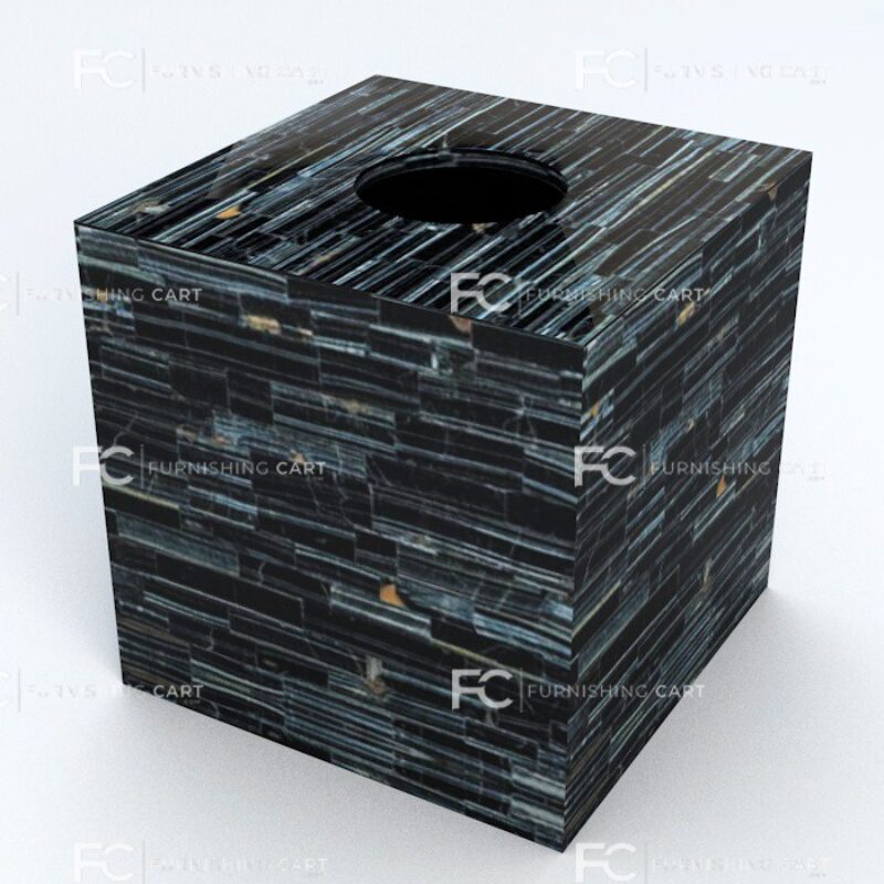Tiger Eye Blue Tissue Box