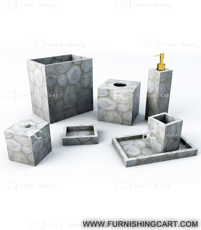 White-agate-bath-accessories-set