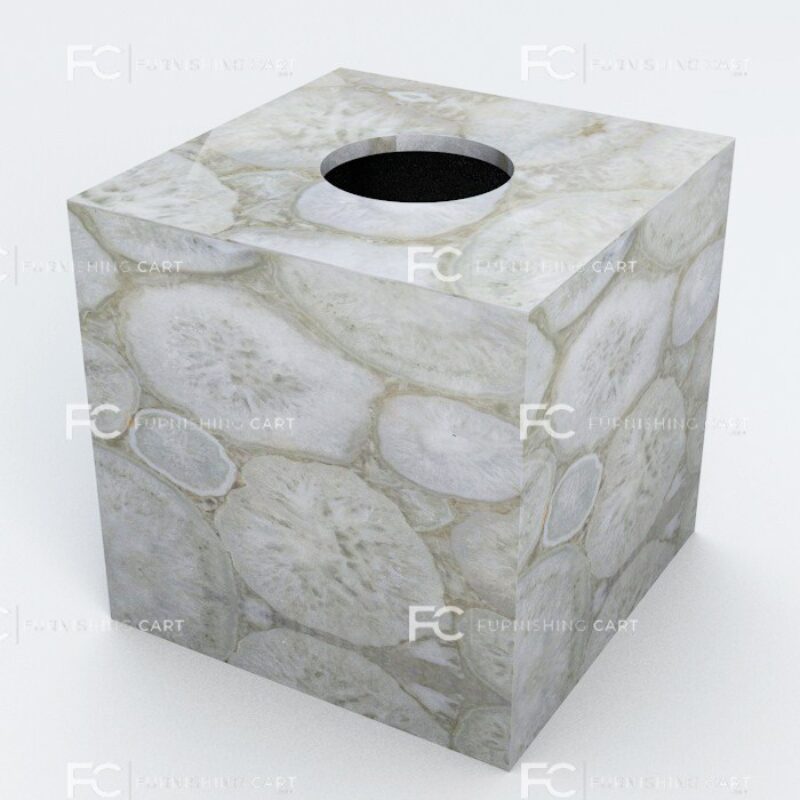 White Agate Tissue Box