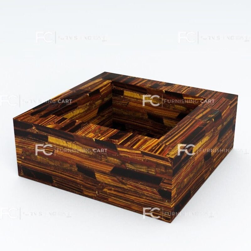 Tiger Eye Golden Square Wash Basin Vessel Sink LWB-147