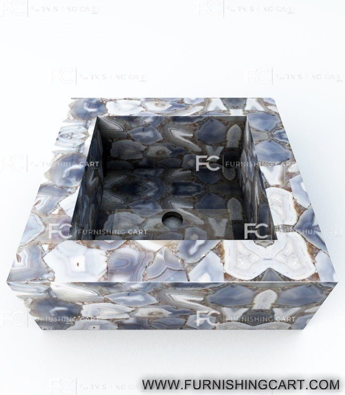 Grey Agate Square Wash Basin Vessel Sink LWB-117