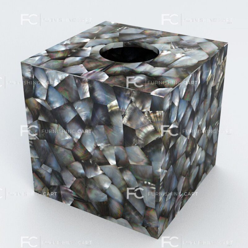 Mother Of Pearl Black Tissue Box