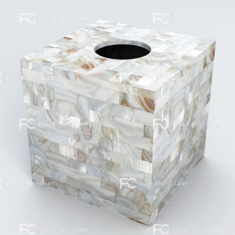 Mother Of Pearl White Tissue Box