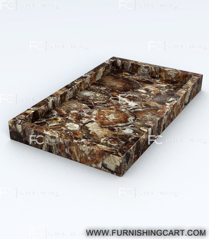 Petrified Wood Stone Vanity Tray Furnishingcart