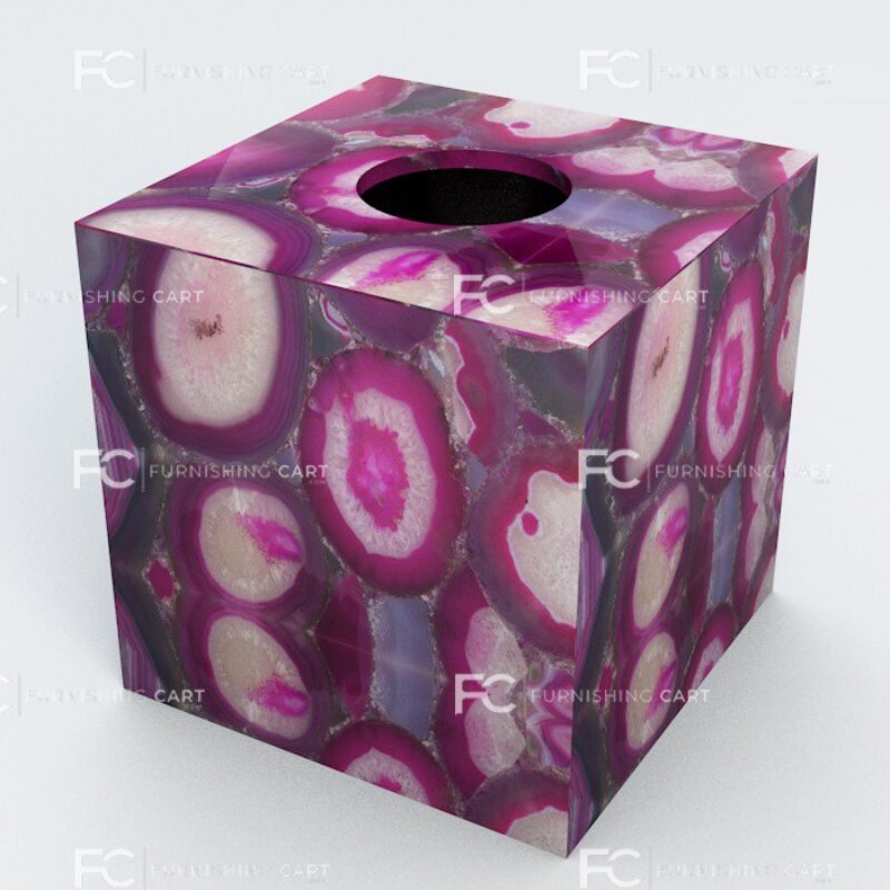 Pink Agate Tissue Box