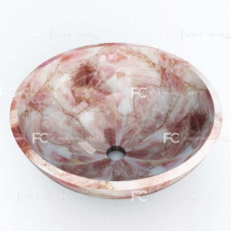 Pink Quartz Round Wash Basin Vessel Sink LWB-139