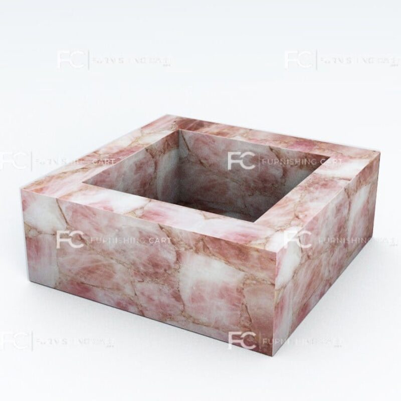 Pink Quartz Square Wash Basin Vessel Sink LWB-140