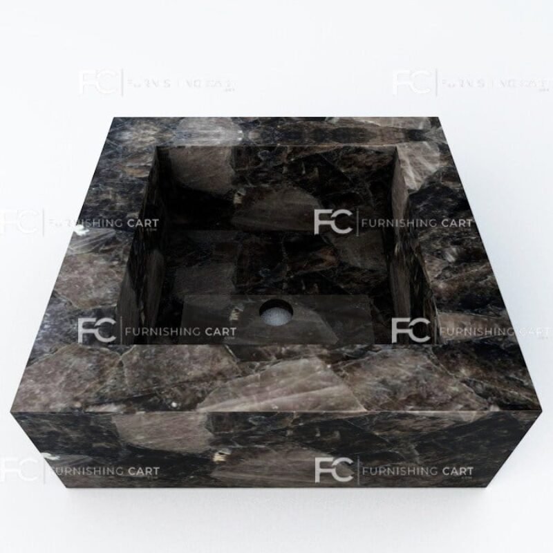 Smoky Quartz Square Wash Basin Vessel Sink LWB-142
