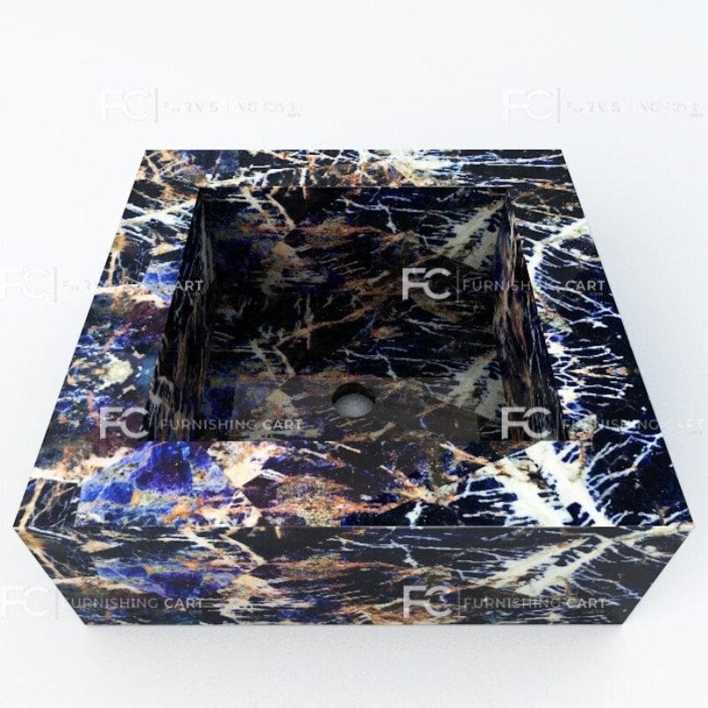 Sodalite Blue Square Wash Basin Vessel Sink LWB-135