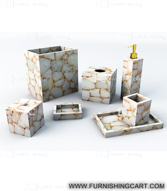 white-quartz-golden-sparkle-bath-accessories-set