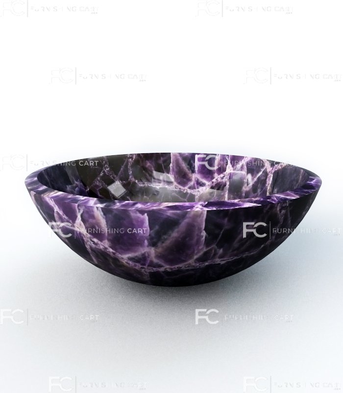 Amethyst Gemstone Wash Basin Vessel Sink Round Shape LWB-101 - Image 3