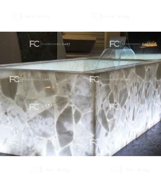 White Quartz Bath tub BT120 Fascino Translucent luminous bathtub