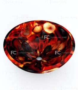Red Agate Round Wash Basin Vessel Sink LWB-120 - Image 2