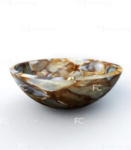 Golden Agate Round Wash Basin Vessel Sink LWB-114 - Image 1