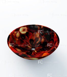 Red Agate Round Wash Basin Vessel Sink LWB-120 - Image 3