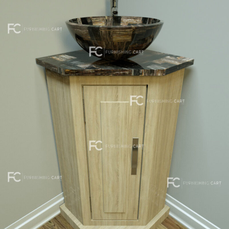 Black Petrified Wood Stone Retro Vanity Unit-VU113