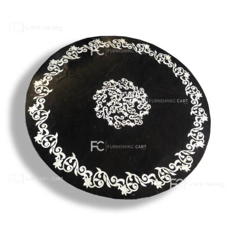 Black-White Marble – PD102-Pietra Dura Table Top