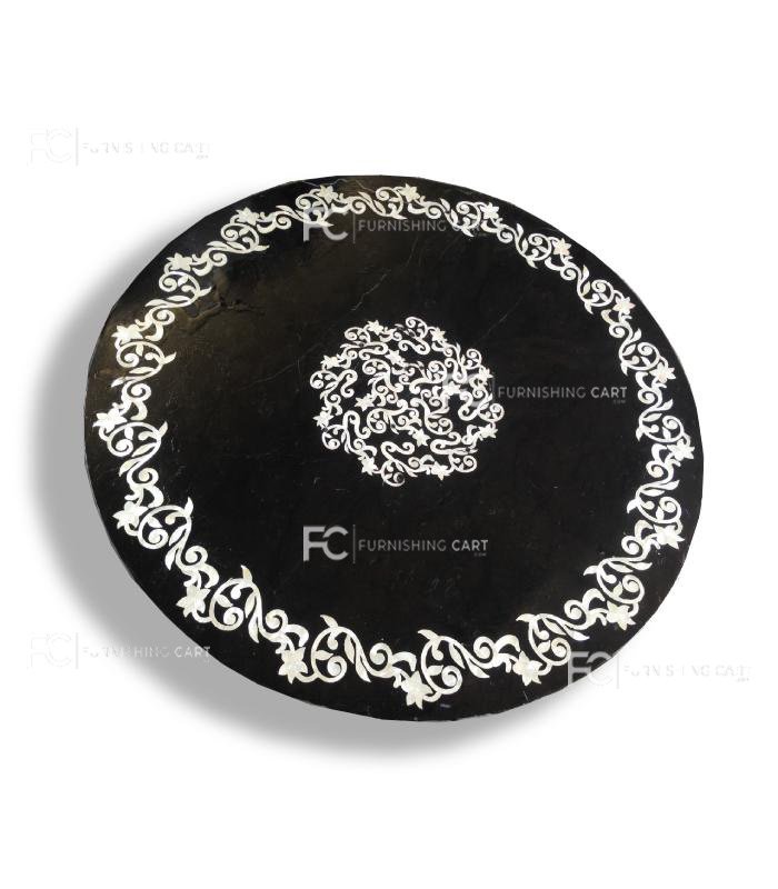 Black-White Marble - PD102-Pietra Dura Table Top