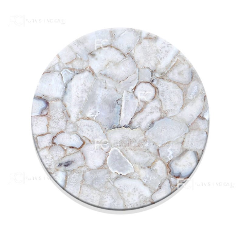 Botswana White Agate Round Table-R119