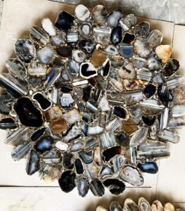 Black Mix Agate Table-Handcrafted - Image 2