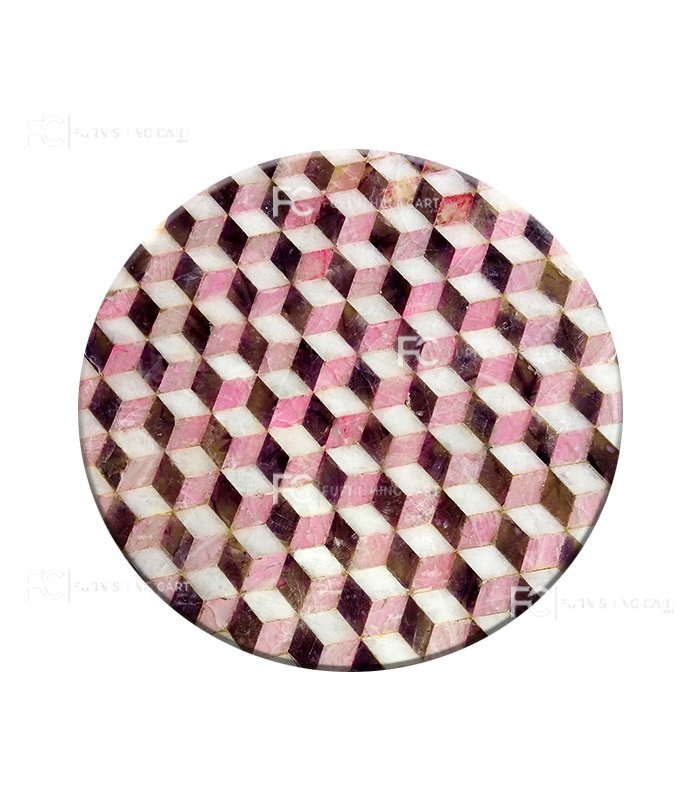 Pink Golden Quartz Pietra Dura Table Top