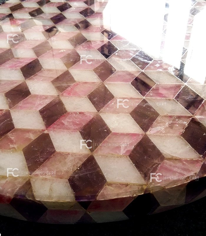 Pink Golden Quartz - PD112 - Pietra Dura Table Top - Image 2
