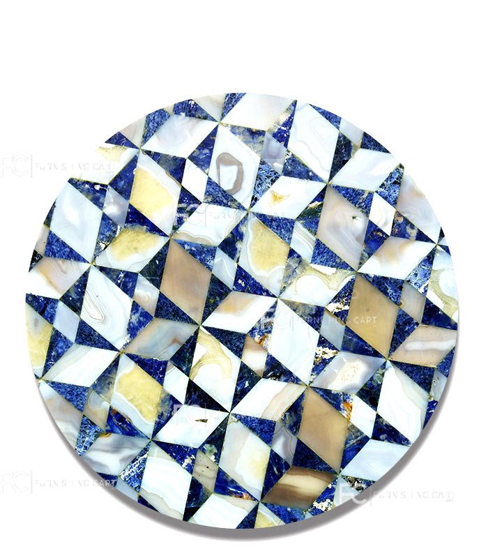 Sodalite - Agate - PD - 114 - Pietra Dura Table Top